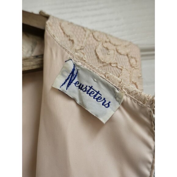 Womens Neusteters 50's Cocktail French Lace Beige Party Prom Formal Dress 14 M - Picture 16 of 16